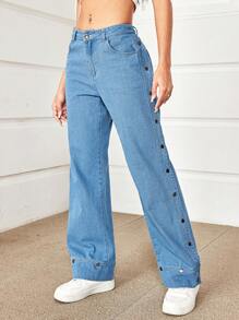 Breezaya Women Front Button Pocket Casual Denim Jeans, Everyday Wear