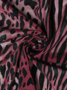Zolique Pantalones de mujer de corte slim y sexy con estampado de leopardo aterciopelado y transparente
