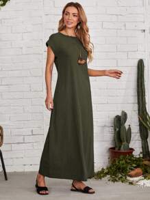 EMERY ROSE Keyhole Back Batwing Sleeve Dress