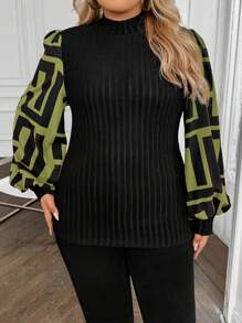 SHEIN Clasi เสื้อผู้หญิงแบบสบาย ๆ ไซส์ใหญ่ แบบหยอก - สีเขียวขี้ม้า - ดู 5