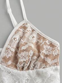 SHEIN ICON Solid Color Lace Trim Camisole, Minimalist Casual For Daily Wear - White - View 3