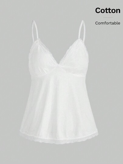 Fairycore Camisola Femenina De Encaje Con Parches De Color Sólido