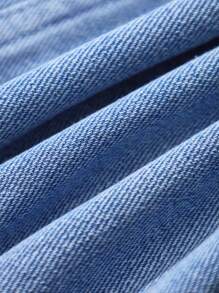 SHEIN LMoss Kids Young Girl' Y2K Blue Denim Skirt With Bow Decor,Kid Girls Spring And Summer Casual Vacation Country Boho Homewear, Beach Outfits For Kid Girls