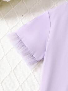 Tween Girls Casual Solid Color Kimono Cardigan With Lace Trim & Solid Color Pants With Lace Hem, Comfortable 2 Pieces Loungewear Set - Mauve Purple - View 4