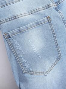 Manfinity LEGND Men's Casual Washed Ripped Skinny Fit Jeans - Light Wash - View 6