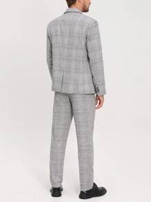 Manfinity Mode Męski codzienny garnitur biznesowy w kratę: marynarka i spodnie