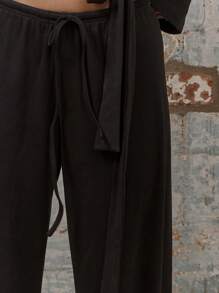 MUSERA Pantalón relajado de cintura media con cordón, pierna ancha, perfecto para vacaciones de primavera