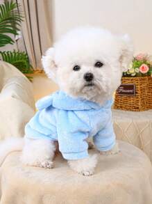 PETSIN 1 buah Baju Hoodie Bertelinga Beruang Lucu untuk Anjing/Kucing, Bahan Lembut dan Nyaman, Cocok untuk Anjing dan Kucing, Warna Biru - Biru - View 6