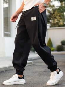 Manfinity Homme 男士字母印花抽绳腰及踝休闲裤