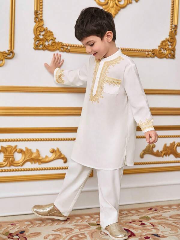 SHEIN Young Boy Oversized Casual Geometric Pattern Print Shirt, Suitable For Outfits, Birthday Parties, Evening Events, Performances, Weddings, Baptisms, School Commencements. Suitable For Daily Wear, School, Travel, Sports, Styles, Spring Summer