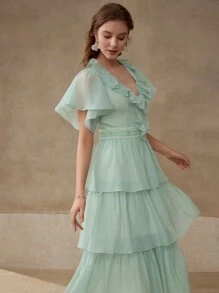 MOTF VESTIDO LARGO CON VOLANTES MULTICAPA FLUIDO