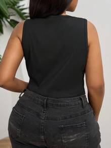 SHEIN PETITE CURVE 大码女式网眼插入优雅夏季紧身衣