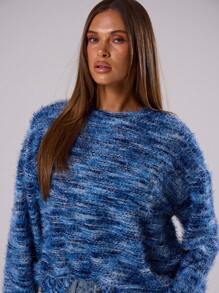 MUSERA Knit Oversized Crew Neck Jumper Spring Casual Y2k 90's Striped - Blue - View 5