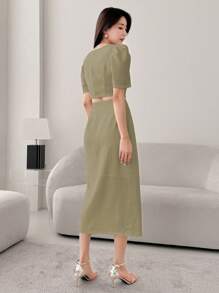 DAZY 2pcs/Set St. Patrick's Day Short Business Casual Blazer & Skirt