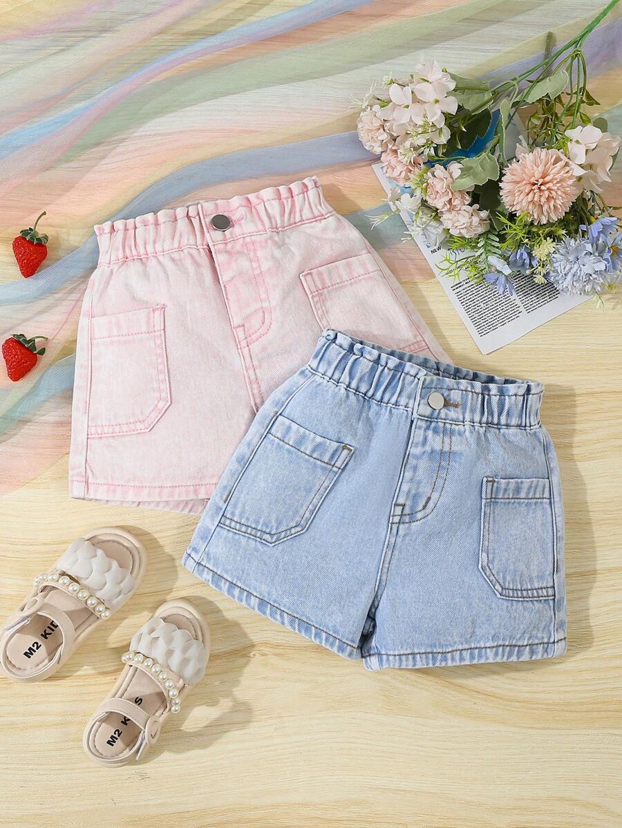 Young Girls All-Match Versatile Loose Fit Multi-Pack Denim Shorts - Multicolor - View 1