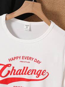 SHEIN 2pcs/Set Toddler Boys Letter & Cartoon Print Crew Neck Casual Short Sleeve T-Shirts Kids Tshirts T Shirts For Boys