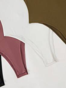 SHEIN BASICS 4 шт./комплект жіночих однотонних в'язаних боді, повсякденні - Різнокольоровий - Переглянути 9