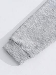 SHEIN Conjunto de 2 peças para meninos pré-adolescentes: blusa casual confortável cinza com gola redonda e manga comprida + calça preta