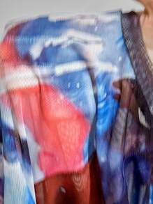 BamGleam Abstract Print Mini Sexy Long Sleeve Dress Fall Cloth For Women - Multicolor - View 8