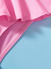 SHEIN Babygirl Cute Knitted Bow Strap Top & Shorts 2pcs Swimsuit Set, Summer