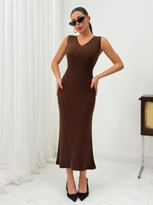 EURMUSE Metallic Leopard Print Knit Top And Skirt Set – Chic And Bold Two-Piece Look - Chocolate Brown - View 4