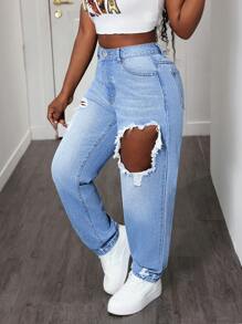 SHEIN Slayr Jeans de mezclilla de pierna recta casuales para mujer