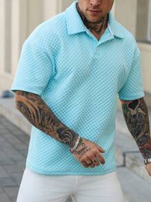 Manfinity Homme Manfinity 男士休闲纯色纹理短袖 Polo 衫，男友礼物