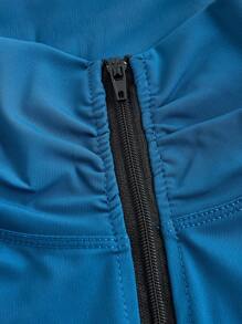 Solid Color Casual Stand Collar Sports Tank Top, For Yoga & Running - Navy Blue - View 3