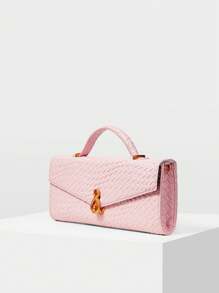 MOTF PREMIUM 女士时尚通勤压纹手提包 - 粉色 - 查看 4