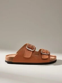 Solecia Women Buckle Design Fashion Casual Flat Loafers For Daily Wear Spring Shoes Spring Break Easter - Brown - View 2