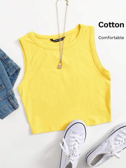 SHEIN EZwear 素色短版背心上衣