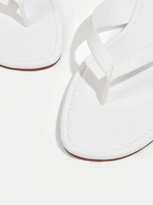 Grefit 女士纯色休闲人字凉鞋 - 白色 - 查看 6