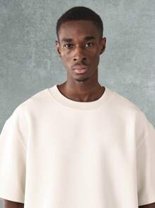 SUMWON Premium Texture Boxy Fit T-Shirt Casual Streetwear Essential Ribbed Crew Neck Minimalist Urban Fashion Loungewear Athletic Comfort