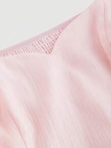 SHEIN MOD 褶饰多层喇叭下摆连衣裙，蝴蝶结装饰，欧根纱面料，梦幻浪漫风格，适合约会、派对、节日、茶会、生日、情人节、女士夏季服装、女士沙滩服装、狂欢节服装、女士度假服装、女士节日服装、女士复活节服装、女士约会之夜服装 - 粉色 - 查看 5