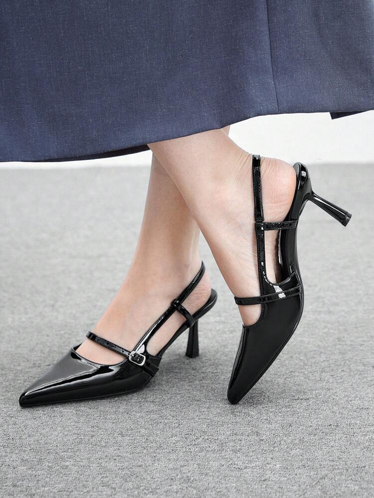 CUCCOO BIZCHIC ポインテッドトゥ スティレットハイヒールパンプス、ミニマリストソリッドカラー スリングバック カジュアルドレスシューズ、仕事、パーティー、デート、アフタヌーンティー、春夏の服装、春の靴、春休み、イースター