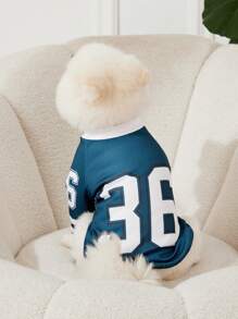 PETSIN 1 件宠物狗猫橄榄绿色数字印花时尚狗针织 T 恤，男女通用 - 彩色 - 查看 5