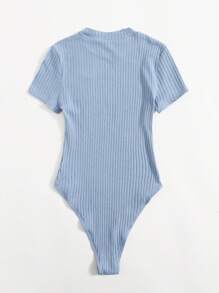 SHEIN EZwear Mock-neck Rib-knit Bodysuit