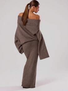 MUSERA Vestido de suéter largo con hombros descubiertos de punto para primavera, estilo Y2K y años 90, casual y lindo