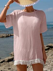 Swim Chiccia Women's Summer Fringe Hem Beach Cover-Up Dress