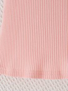 Baby Mädchen Mode elegante süße Vintage-rosa Mesh-Top kombiniert mit rosa geripptem Trägerkleid, Sommer