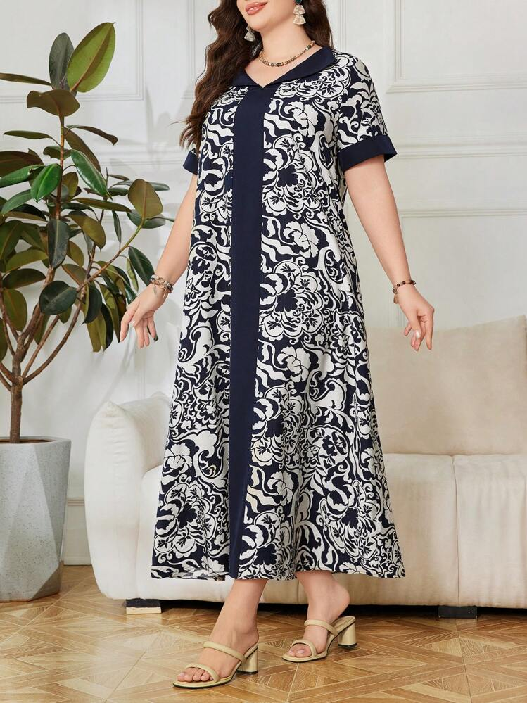 Lacomfia فستان كاجوال يومي طباعة زهور عشوائية، تصم...