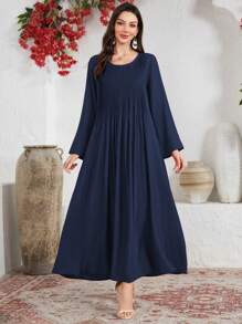 Lacomfia 优雅修身简约条纹连衣裙，让您看起来更年轻 - 寶藍色 - 查看 6