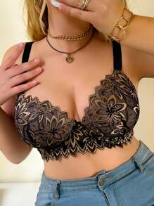 DesireSculpt Đồ lót ren thanh lịch & trưởng thành cỡ lớn cho phụ nữ - màu đen - Xem 1