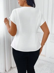 SHEIN Unity Contrast Color Deep V-Neck Dolman Sleeve Commuter Elegant Blazer Graduation,Back To School,Teacher Outfits For Women