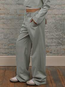 MUSERA Pantalones rectos de tiro medio con bolsillos y presillas para el cinturón, casuales para vacaciones de verano - Verde - Ver 3