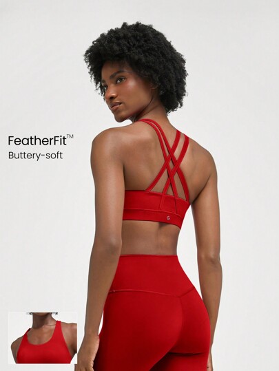 GLOWMODE FeatherFit™ Crossover Strap Sports Bra Gym Fall Winter