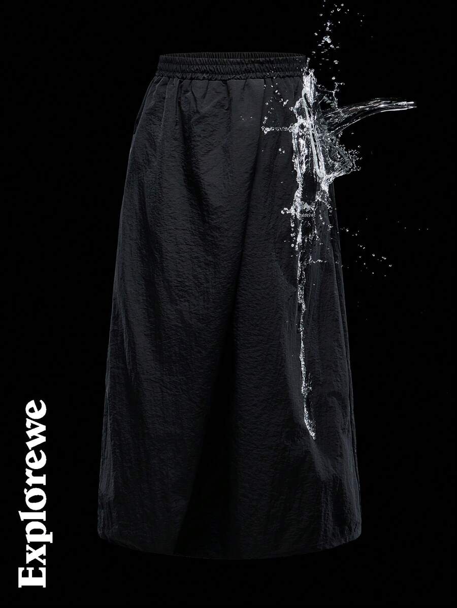 SHEIN Teen Girl Elastic Waist Waterproof Long Casual Skirt - Grey - View 1