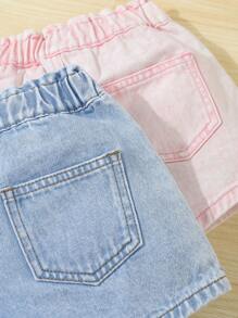 Young Girls All-Match Versatile Loose Fit Multi-Pack Denim Shorts - Multicolor - View 5