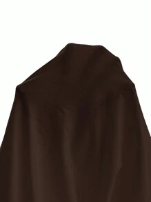 SHEIN EZwear Women's Solid Color Wide Strap Casual Slim Fit Jumpsuit - Coffee Brown - View 7