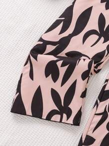 SHEIN Tween Girls Casual Strappy Ruffle Trim Printed Jumpsuit With Belt, Straight Leg, Suitable For Spring/Summer